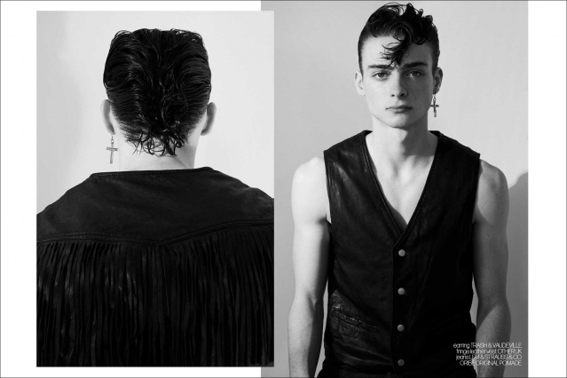 Model Jack Hilderhoff photographed for Ponyboy magazine by Alexander Thompson in New York City. Spread 1.
