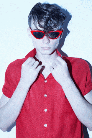Model Jack Hilderhoff photographed for Ponyboy magazine by Alexander Thompson in New York City. GIF red.