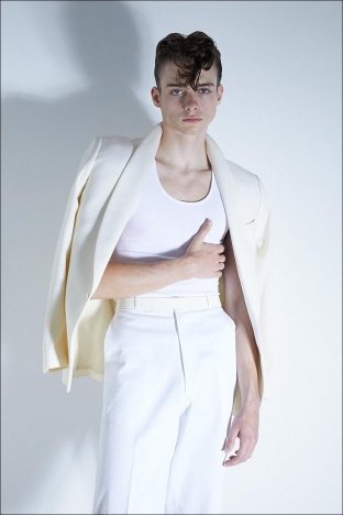 Model Jack Hilderhoff photographed for Ponyboy magazine by Alexander Thompson in New York City. Look 2.