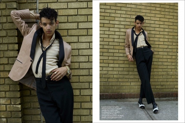 Model Milton Ami from Union Management for Ponyboy. Photographed by Alexander Thompson. Spread 3.