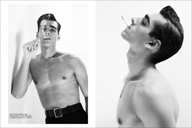 Model Ali Aksahin photographed by Alexander Thompson for Ponyboy - Spread 11.