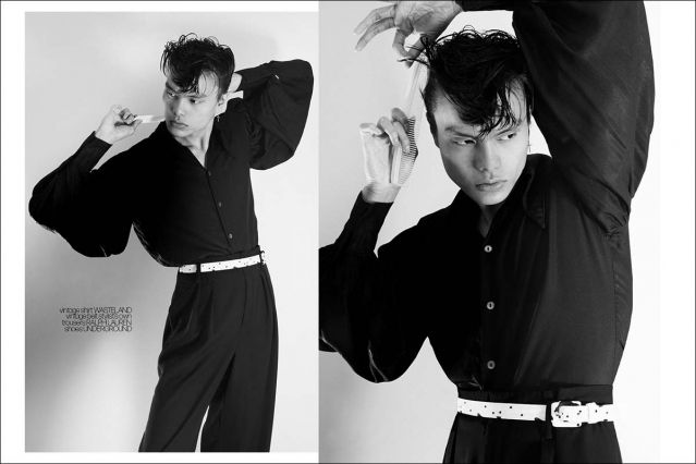 Model Scott Mei photographed for Ponyboy magazine by Alexander Thompson. Spread 6.