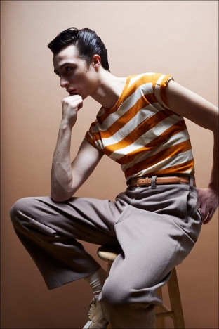 Model Anthony Antenucci for Ponyboy magazine. Photographed by Alexander Thompson in New York City. Look 4.