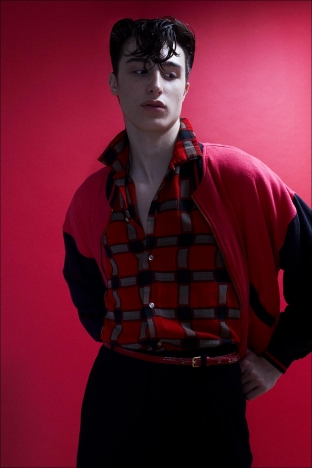 Model Anthony Antenucci for Ponyboy magazine. Photographed by Alexander Thompson in New York City. Look 6.