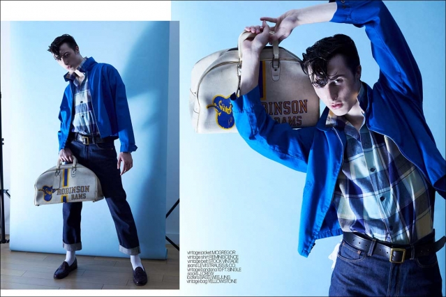 Model Anthony Antenucci for Ponyboy magazine. Photographed by Alexander Thompson in New York City. Spread 10.