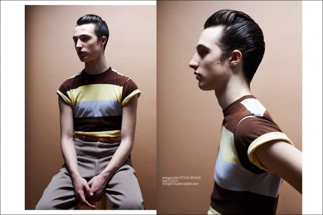 Model Anthony Antenucci for Ponyboy magazine. Photographed by Alexander Thompson in New York City. Spread 3.