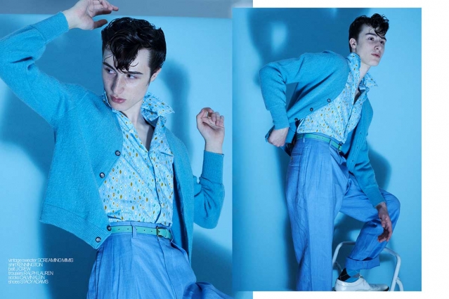Model Anthony Antenucci for Ponyboy magazine. Photographed by Alexander Thompson in New York City. Spread 9.