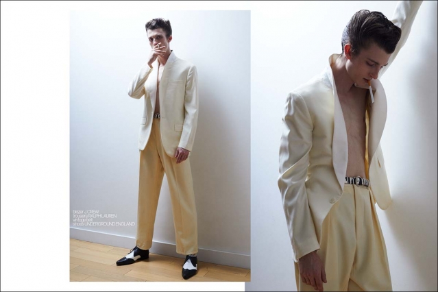 Actor/Model Louis Kehoe photographed for Ponyboy by Alexander Thompson in New Yorjk City. Spread 2.
