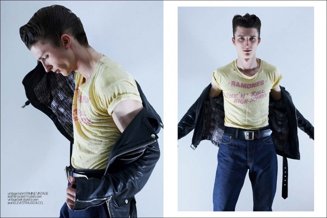 Actor/Model Louis Kehoe photographed for Ponyboy by Alexander Thompson in New Yorjk City. Spread 6.