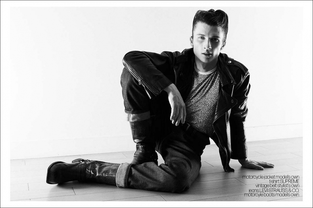 Actor/Model Louis Kehoe photographed for Ponyboy by Alexander Thompson in New Yorjk City. Spread 7.