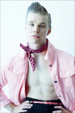 Model Colton Dane photographed for Ponyboy magazine by Alexander Thompson in New York City. Look 1.
