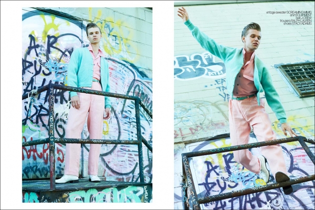 Model Colton Dane photographed for Ponyboy magazine by Alexander Thompson in New York City. Spread 5.