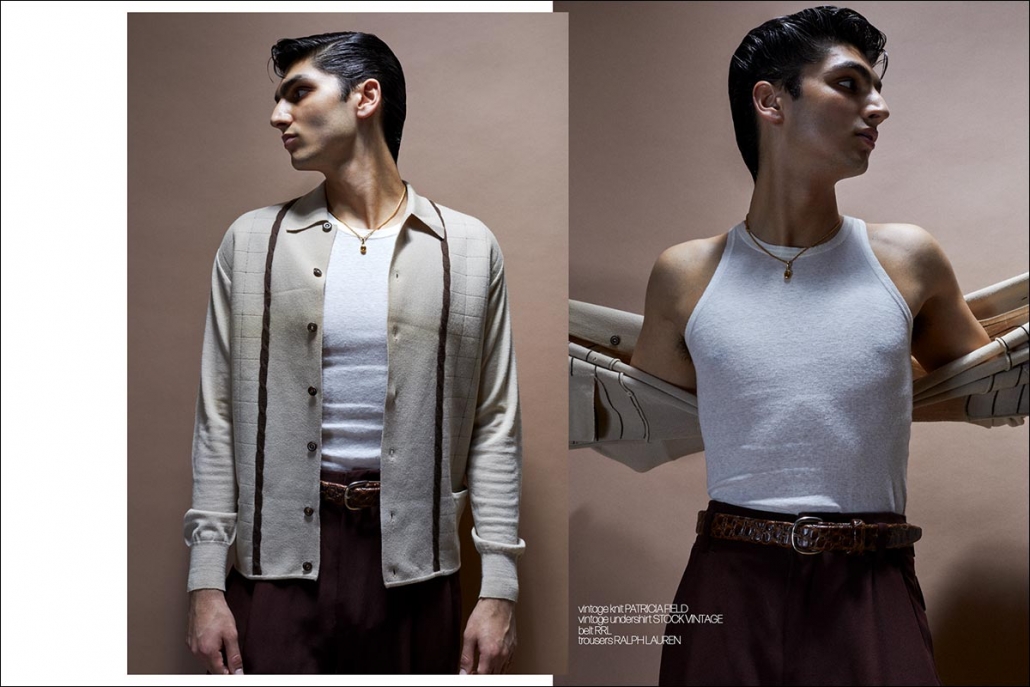 Riyaan Jiwani photographed by Alexander Thompson for Ponyboy magazine in New York City. Spread 5.