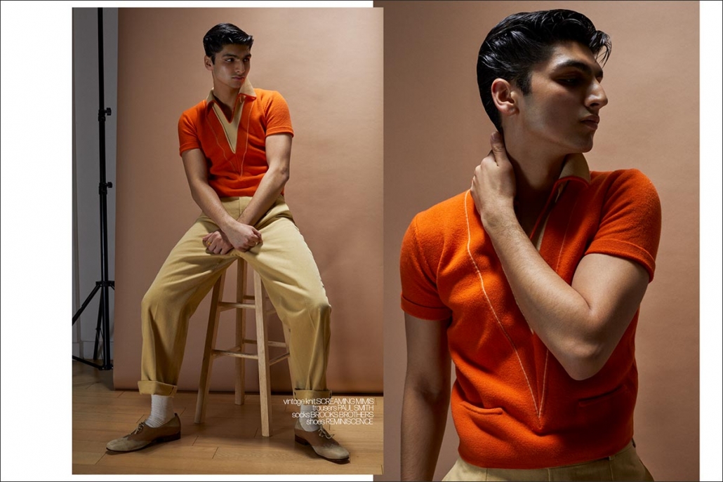 Riyaan Jiwani photographed by Alexander Thompson for Ponyboy magazine in New York City. Spread 6.