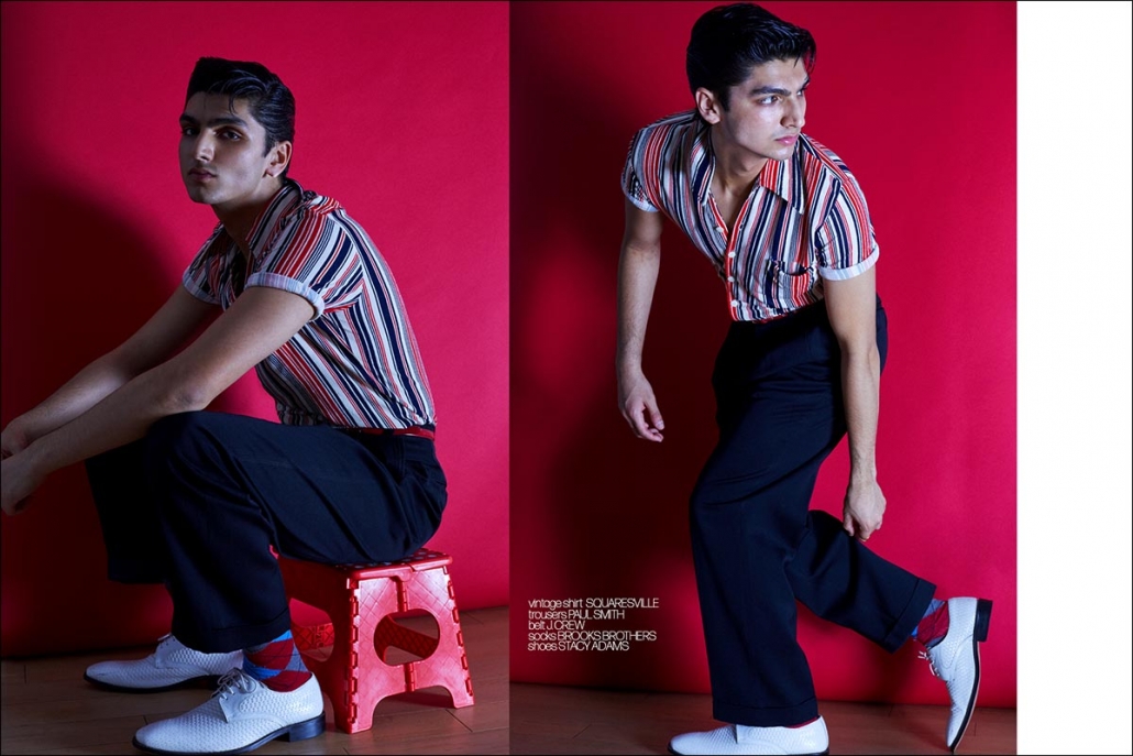 Riyaan Jiwani photographed by Alexander Thompson for Ponyboy magazine in New York City. Spread 7.