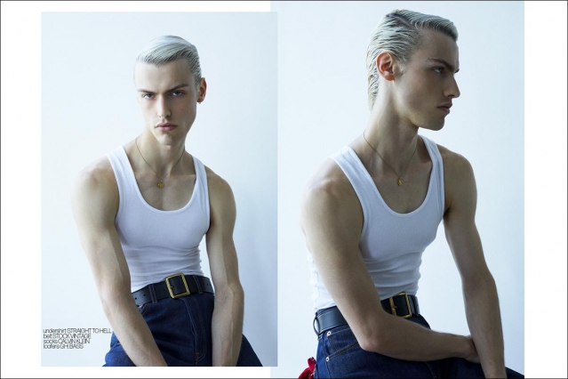 Model Jack Beaumont from One Managment photographed for Ponyboy by Alexander Thompson in New York City. Spread 1.
