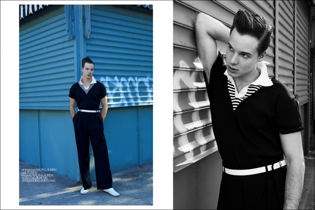 Model Nick Giaccone from Coven Management for Ponyboy. Photography by Alexander Thompson. Spread 4.