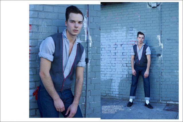 Model Nick Giaccone from Coven Management for Ponyboy. Photography by Alexander Thompson. Spread 7.