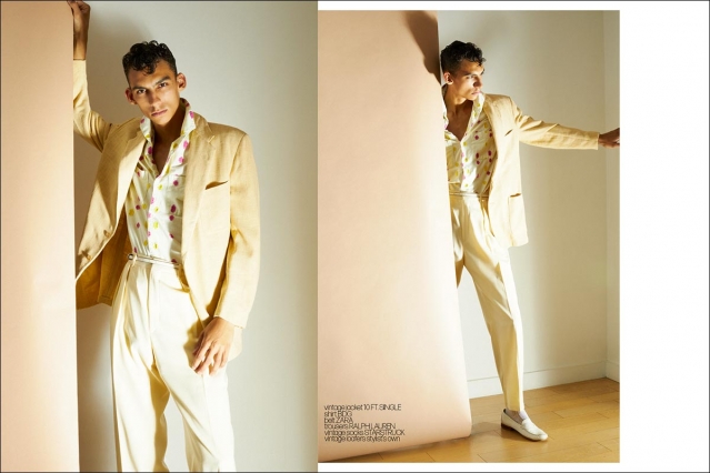 Model Damien Medina for Ponyboy. Photography by Alexander Thompson. Spread 5.