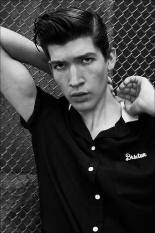 Model James BUrr from One Management photographed for Ponyboy by Alexander Thompson in New York City. Look 5.