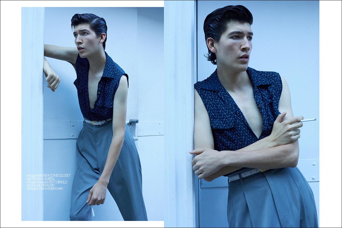 Model James BUrr from One Management photographed for Ponyboy by Alexander Thompson in New York City. Spread 5.