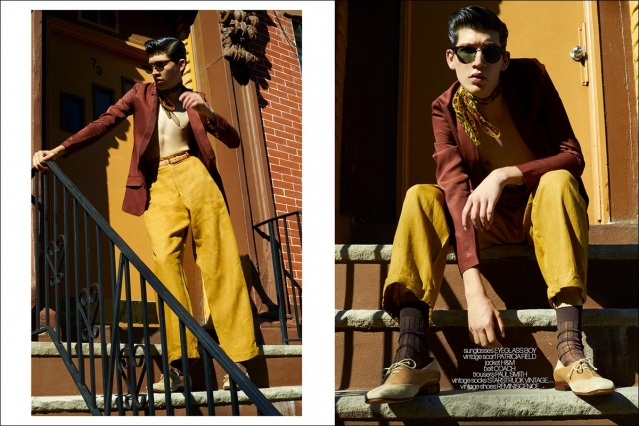 Model James BUrr from One Management photographed for Ponyboy by Alexander Thompson in New York City. Spread 6.