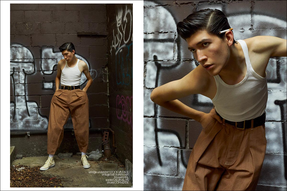 Model James BUrr from One Management photographed for Ponyboy by Alexander Thompson in New York City. Spread 8.