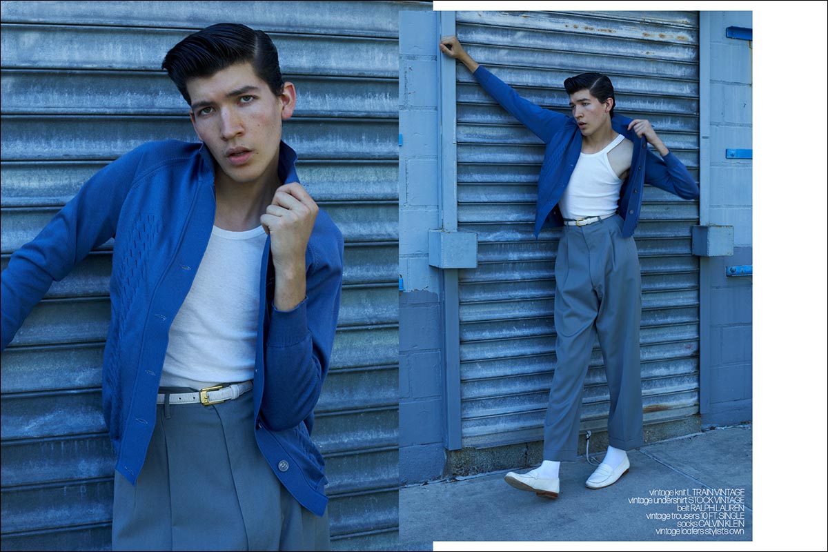 Model James BUrr from One Management photographed for Ponyboy by Alexander Thompson in New York City. Spread 9.