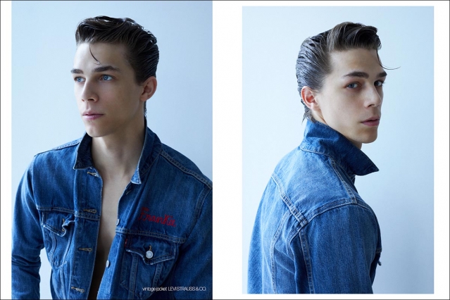 Model Vincent Paladino from One Management for Ponyboy. Photographed in New York City by Alexander Thompson. Spread 1.