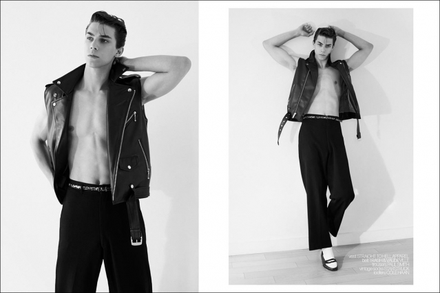 Model Vincent Paladino from One Management for Ponyboy. Photographed in New York City by Alexander Thompson. Spread 3.
