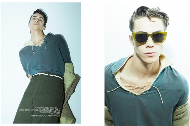 Model Vincent Paladino from One Management for Ponyboy. Photographed in New York City by Alexander Thompson. Spread 6.