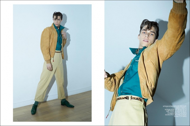 Model Vincent Paladino from One Management for Ponyboy. Photographed in New York City by Alexander Thompson. Spread 7.