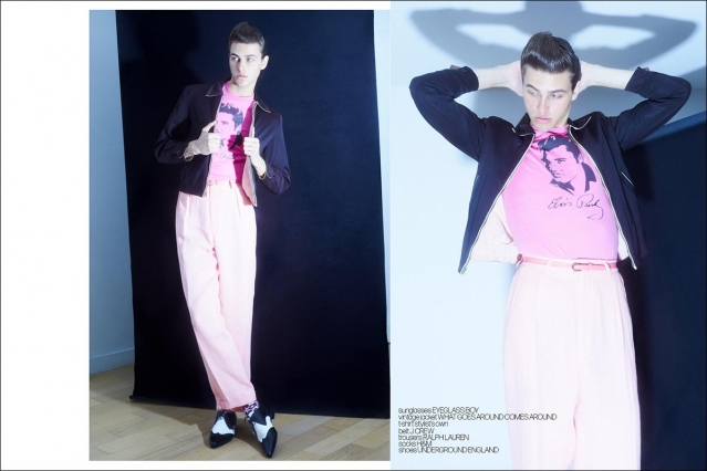 Model Jonah Wolfson from Muse Management for Ponyboy. Photographed in New York City by Alexander Thompson. Spread 4.