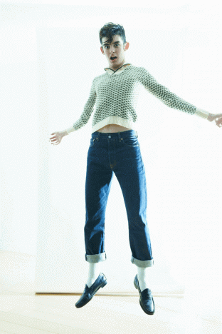 Model Kai Shapiro from State Management for Ponyboy. Photographed in New York City by Alexander Thompson. GIF.