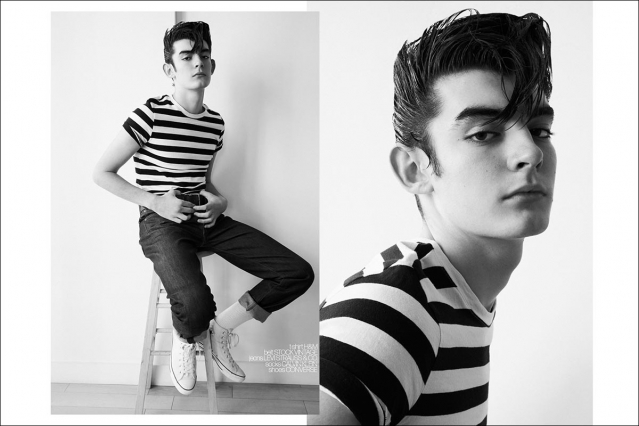 Model Kai Shapiro from State Management for Ponyboy. Photographed in New York City by Alexander Thompson. Spread 1.