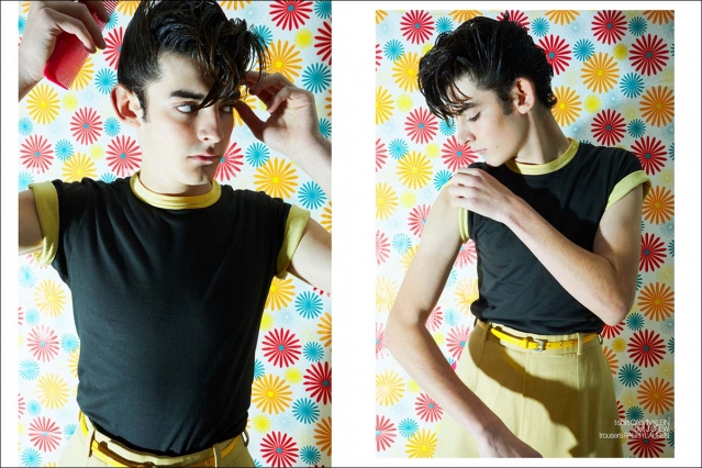 Model Kai Shapiro from State Management for Ponyboy. Photographed in New York City by Alexander Thompson. Spread 3.