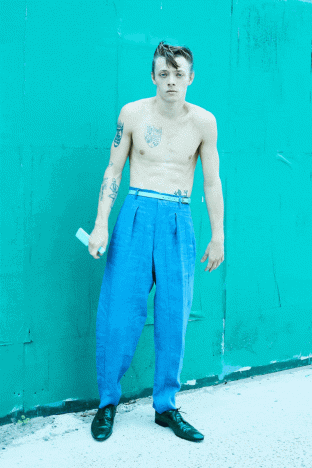 Model/actor/musician Carter McNeil photographed for Ponyboy by Alexander Thompson in New York City. GIF.