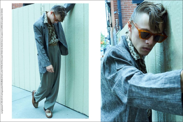 Model/actor/musician Carter McNeil photographed for Ponyboy by Alexander Thompson in New York City. Spread 7.