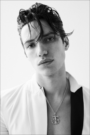 Model Trevor Brabant photographed by Alexander Thompson in New York City for Ponyboy. Look 1.