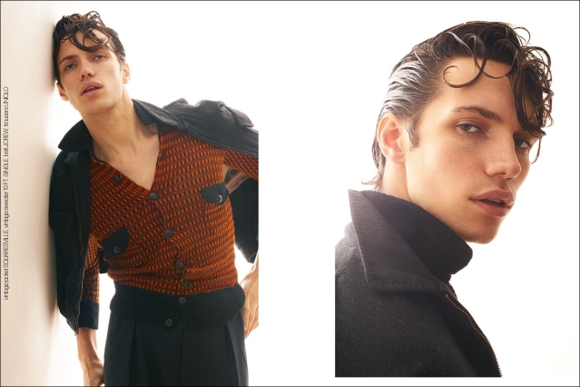Model Trevor Brabant photographed by Alexander Thompson in New York City for Ponyboy. Spread 4.