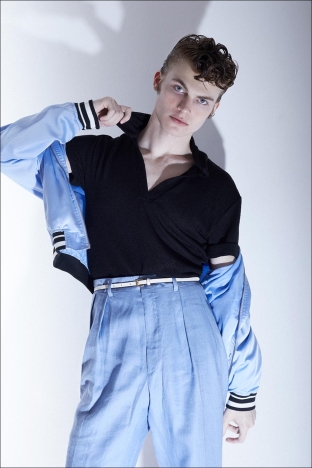 Model Will Appel-Caraccioli from The Rebellion New York. Photographed for Ponyboy by Alexander Thompson. Look 6.