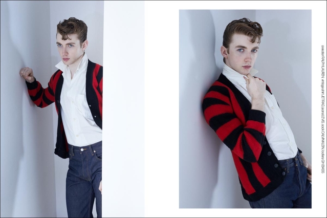 Model Jonathan O'Connor from Muse Models. Photographed for Ponyboy by Alexander Thompson. Spread 2.