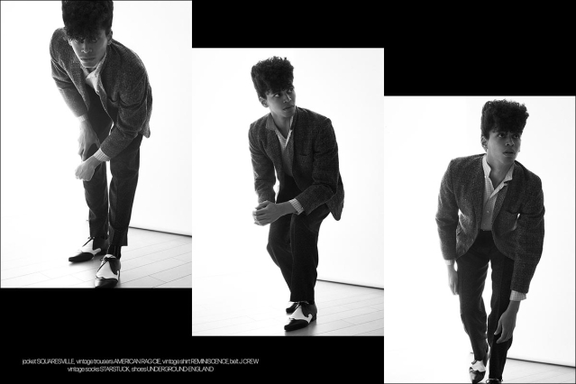 Model Isaiah Gabriel from ONE Management. Photographed for Ponyboy by Alexander Thompson. Spread 8.