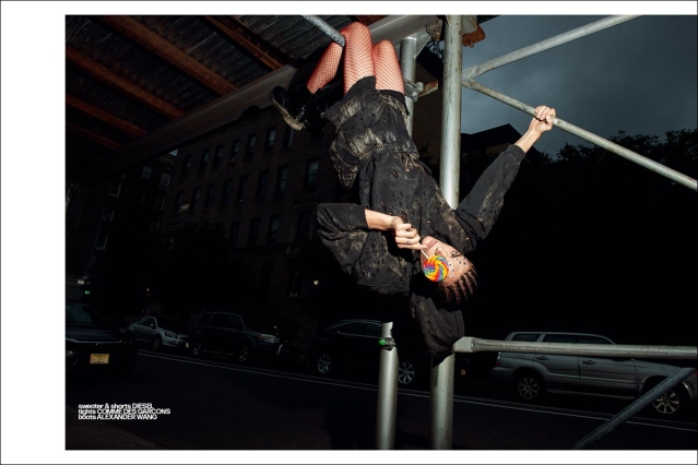 Model Micah Levine from State Management photographed by B. Charles Johnson editorial "Lick...the pavement!". Spread 6.