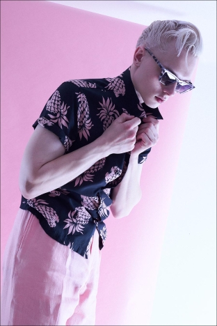 Model Hayden Wanhala from Crawford Models. Photographed for Ponyboy by Alexander Thompson. Look 8.