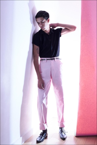 Model Emiliano Cruz-Marsted from State Management. Photographed for Ponyboy by Alexander Thompson. Look 2.