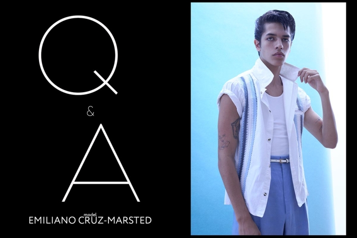 Model Emiliano Cruz-Marsted from State Management. Photographed for Ponyboy by Alexander Thompson. Opening spread.