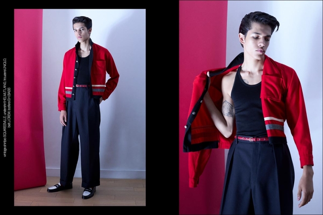 Model Emiliano Cruz-Marsted from State Management. Photographed for Ponyboy by Alexander Thompson. Spread 3.