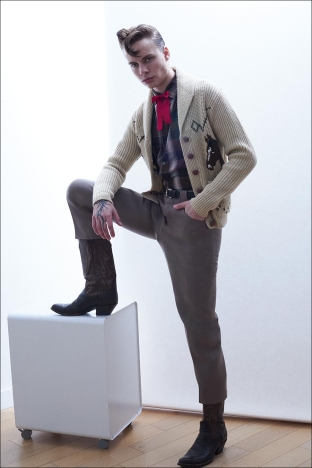 Model Erik Harding from Crawford Models. Photographed for Ponyboy by Alexander Thompson. Look 9.