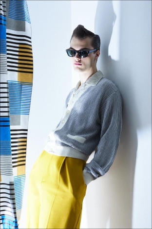 Model Aiden Neeper from Crawford Models. Photographed for Ponyboy by Alexander Thompson. Look 2.